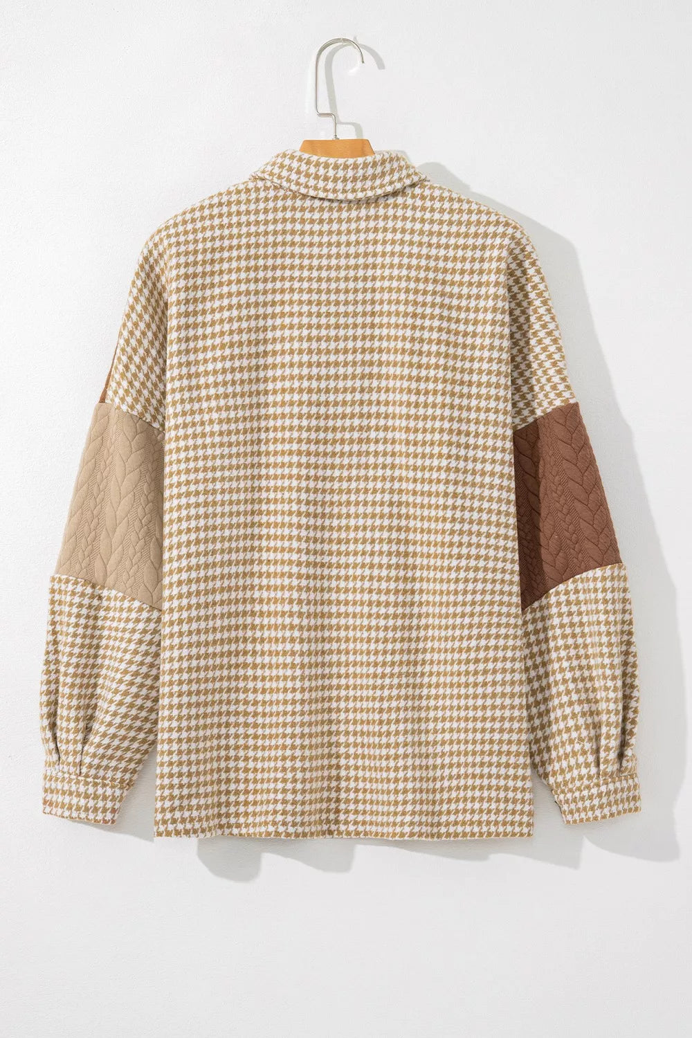 Button Down  Houndstooth Color Block Shacket