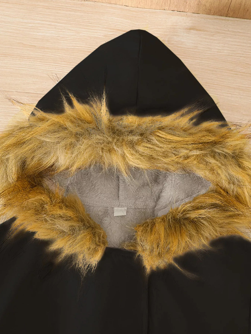 Children's Tie Waist Faux Fur Hooded Outerwear
