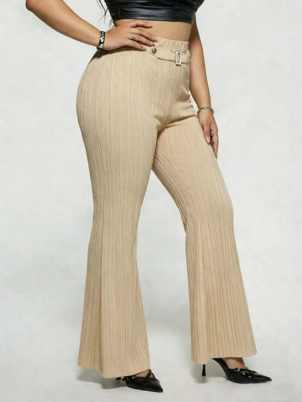 Plus Size High Waist Flare Pants
