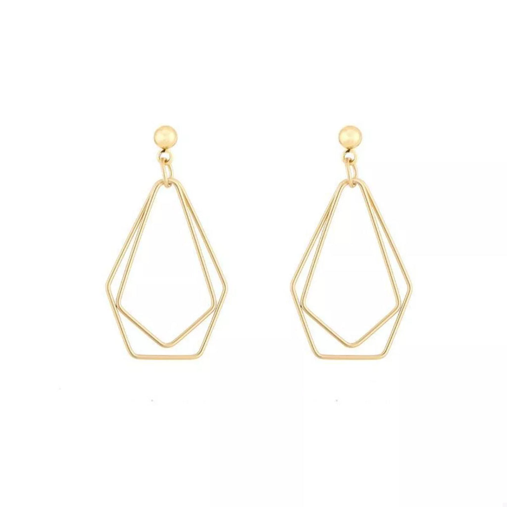 18K Gold-Plated Alloy Geometric Wire Drop Earrings