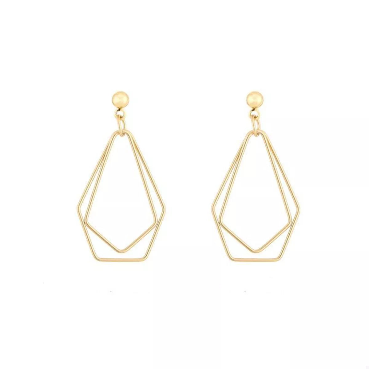 18K Gold-Plated Alloy Geometric Wire Drop Earrings