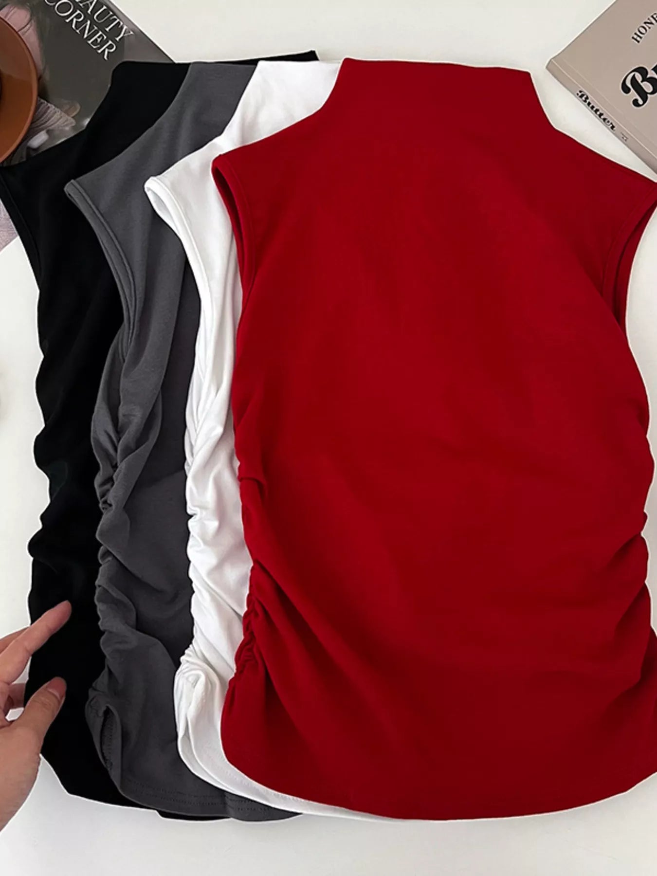 Ruched Mock Neck Tank