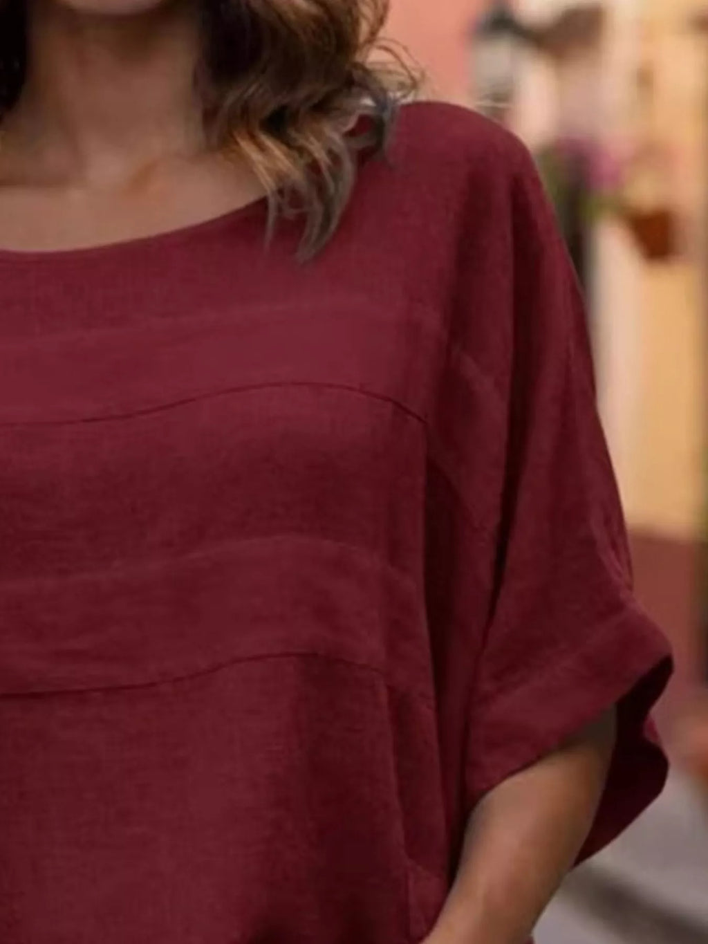 Full Size Casual Loose Round Neck Blouse Plus Size