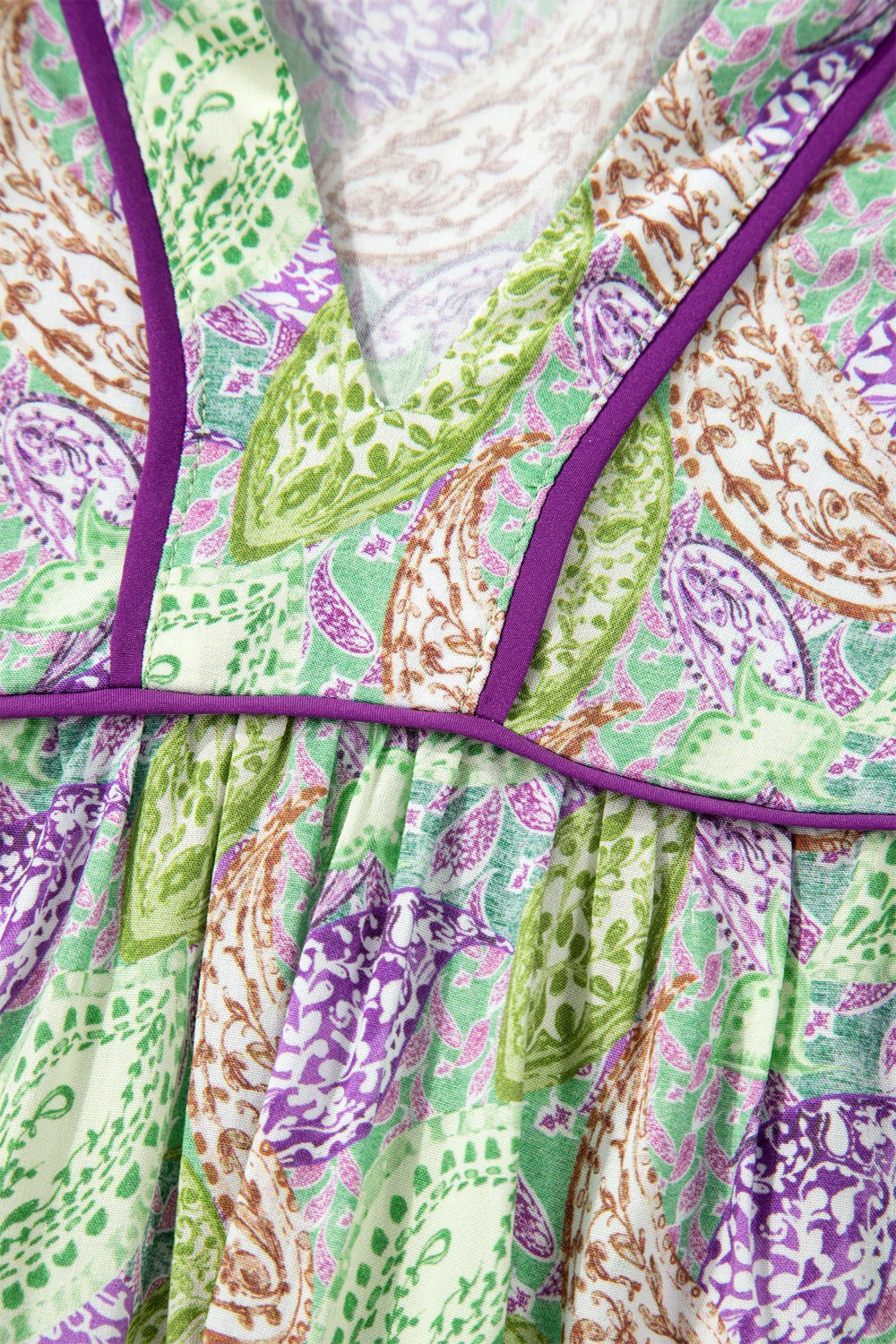 Paisley Print Half Puff Sleeve Blouse