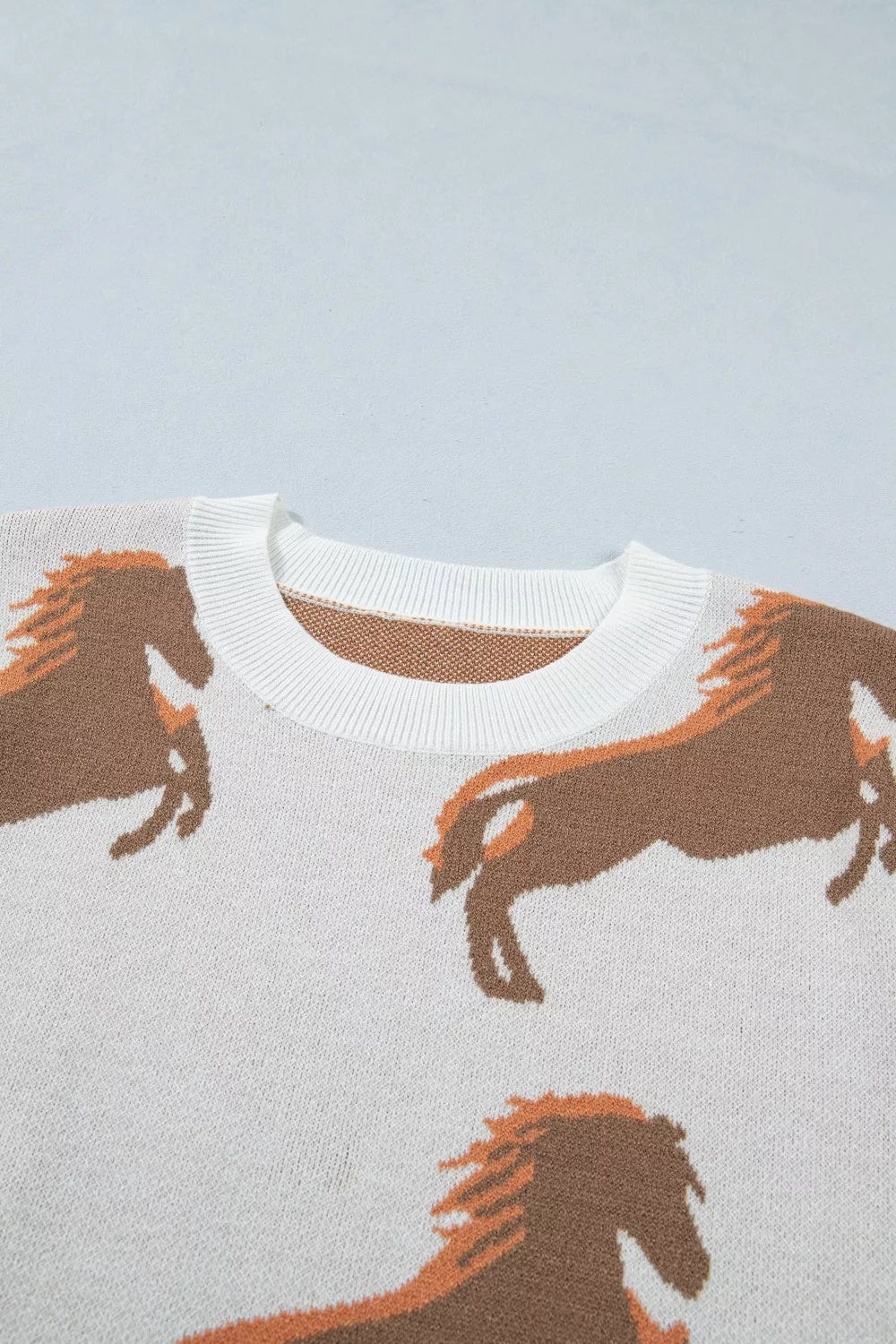 Western Horse Short Puff Sleeve Sweater