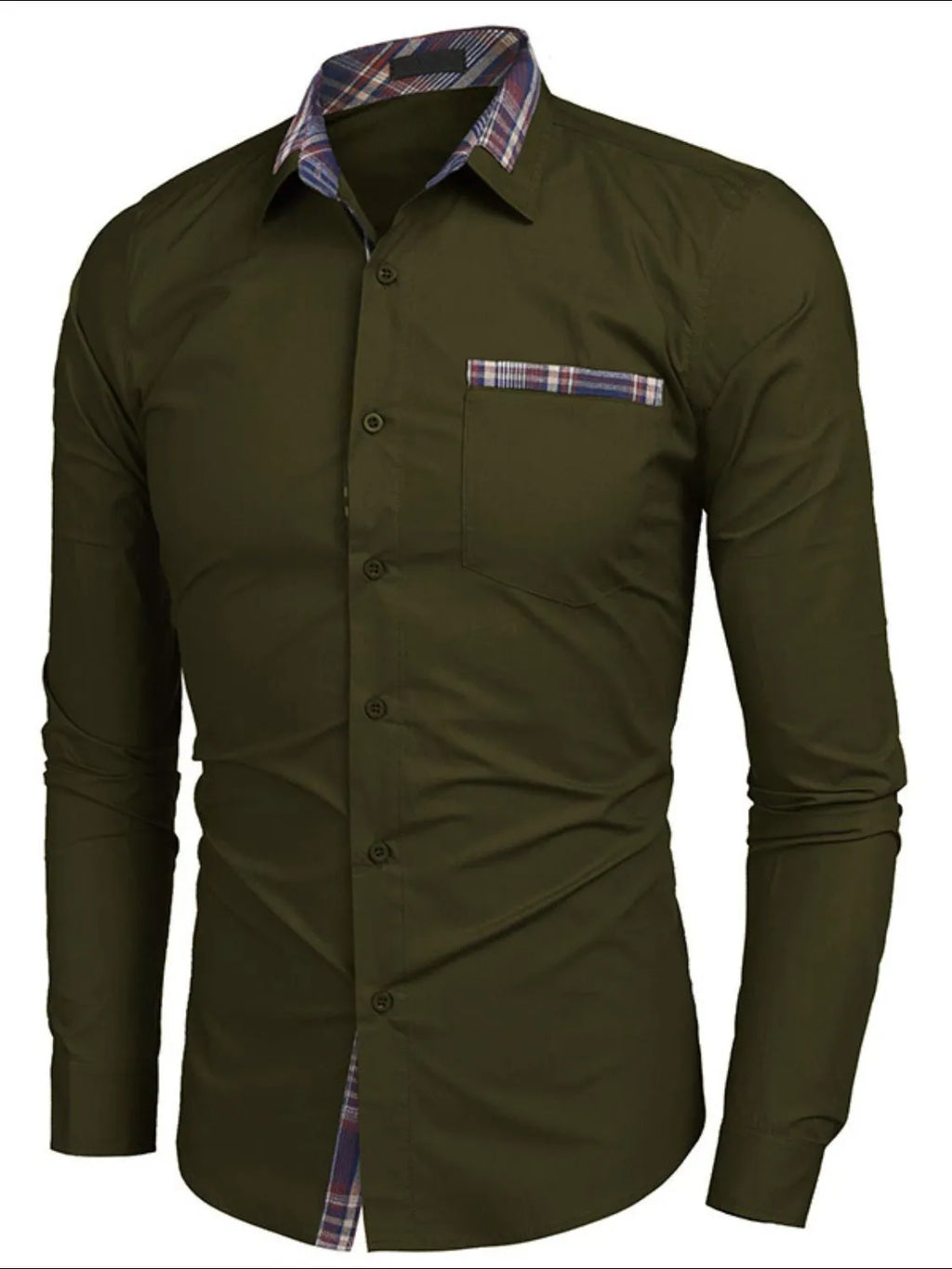 Men's Plaid Collared Neck Long Sleeve Shirt