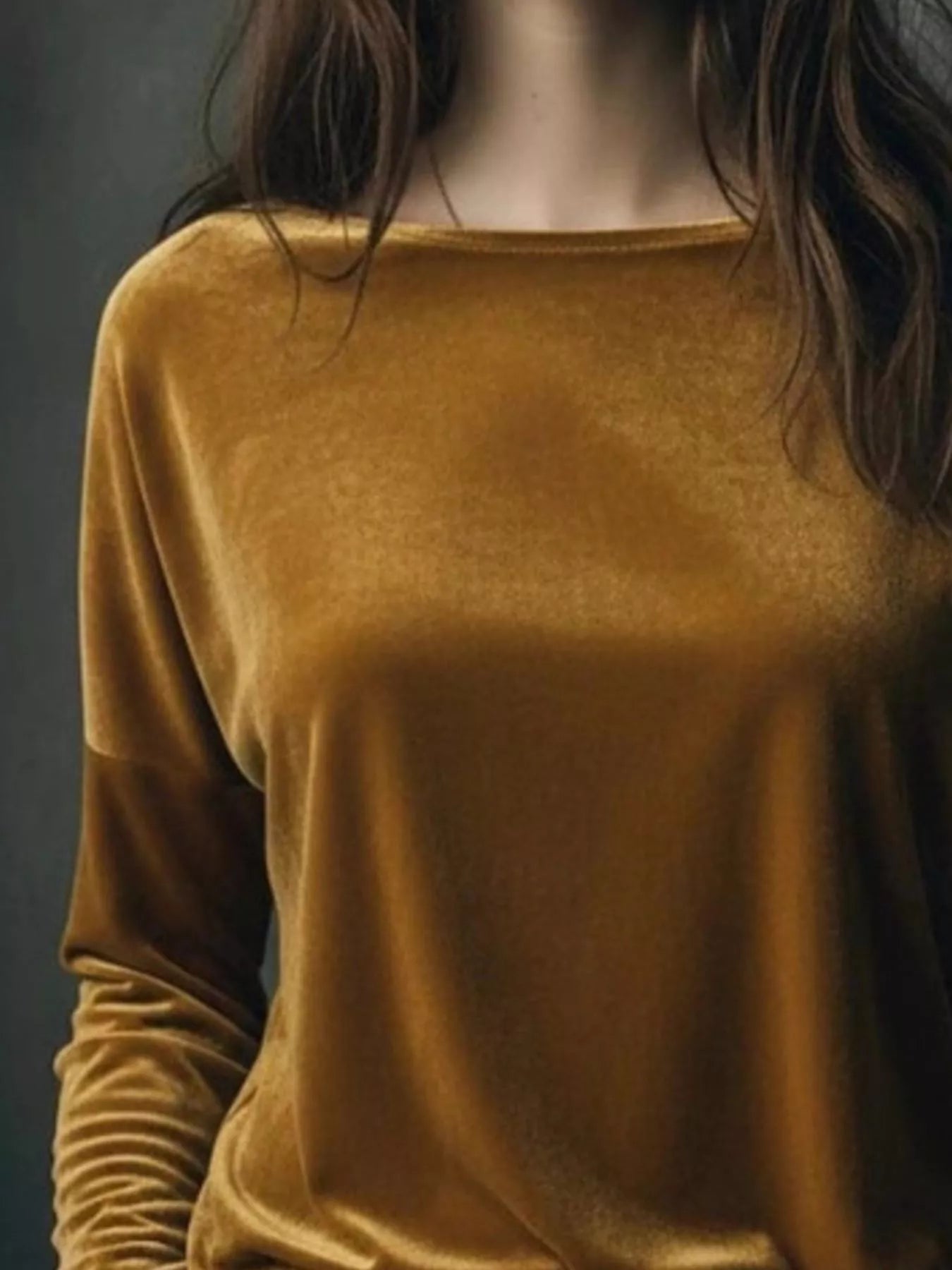Full Size Velvet Long Sleeve T-Shirt Plus Size