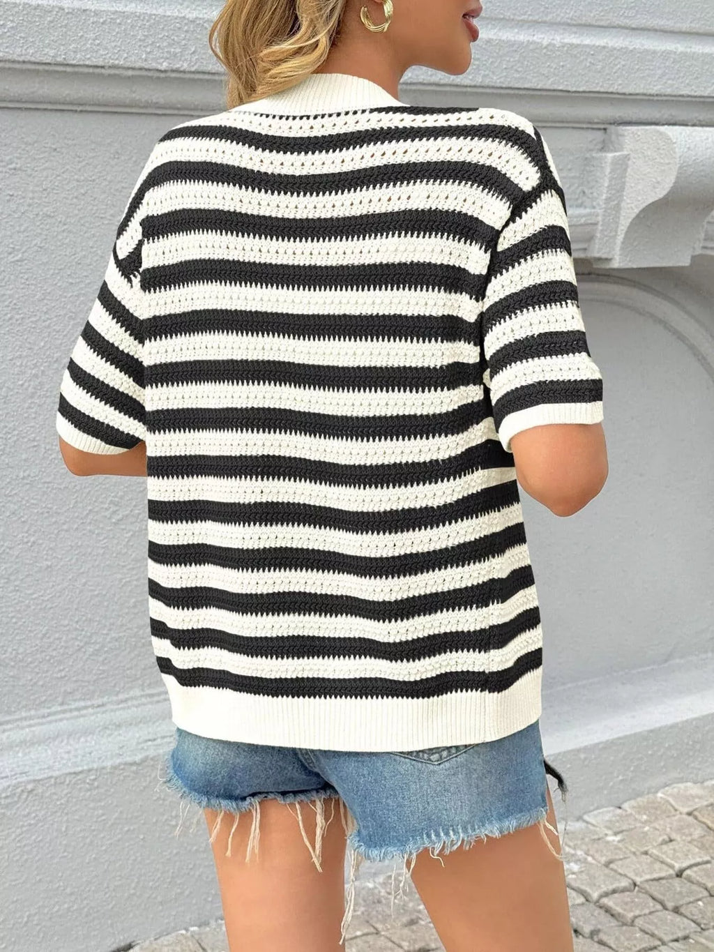 Striped Button Up Cardigan