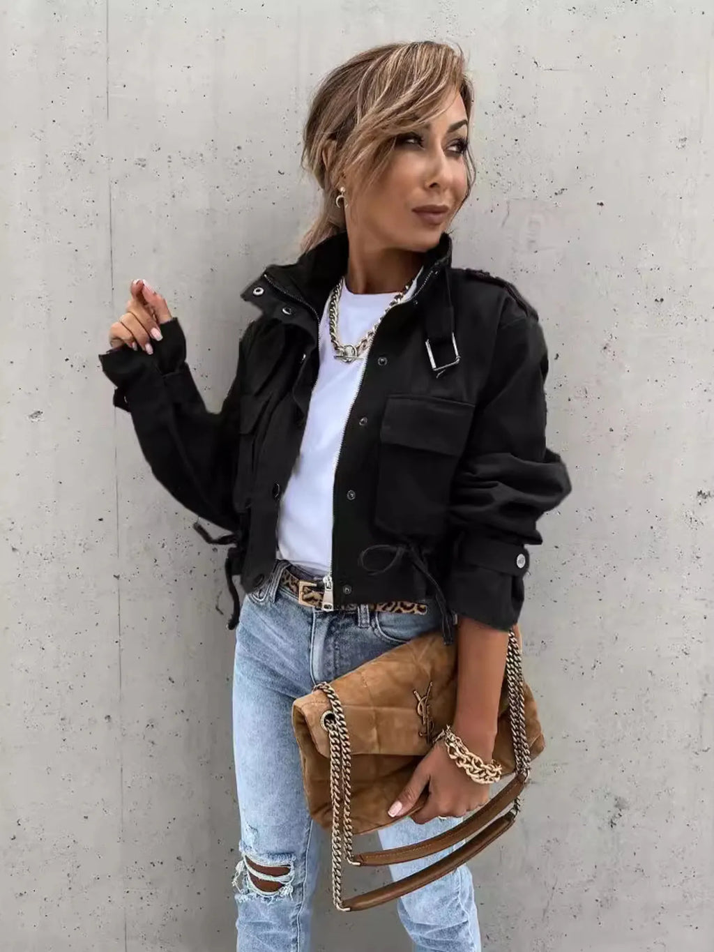 Snap Down Long Sleeve Jacket