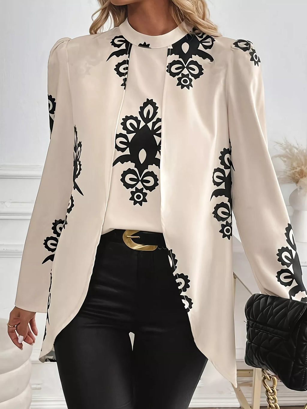 Printed Long Sleeve Blouse