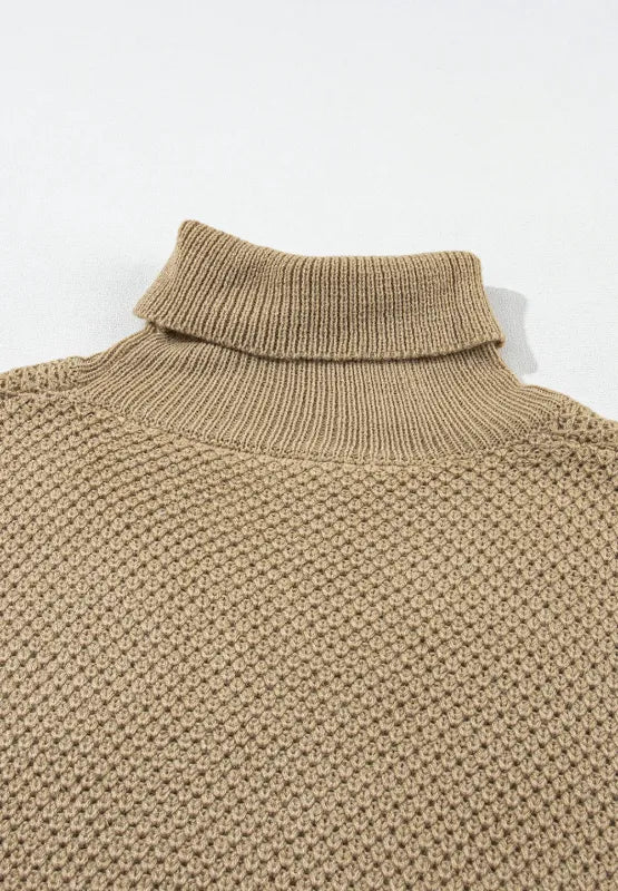 Solid Color Turtleneck Short Sleeve Sweater