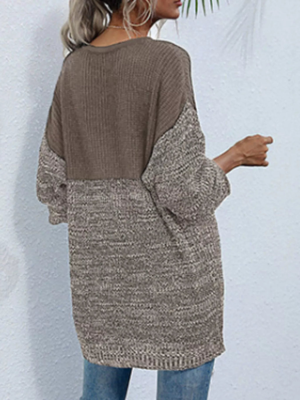 Color Block Long Sleeve Oversized Sweater
