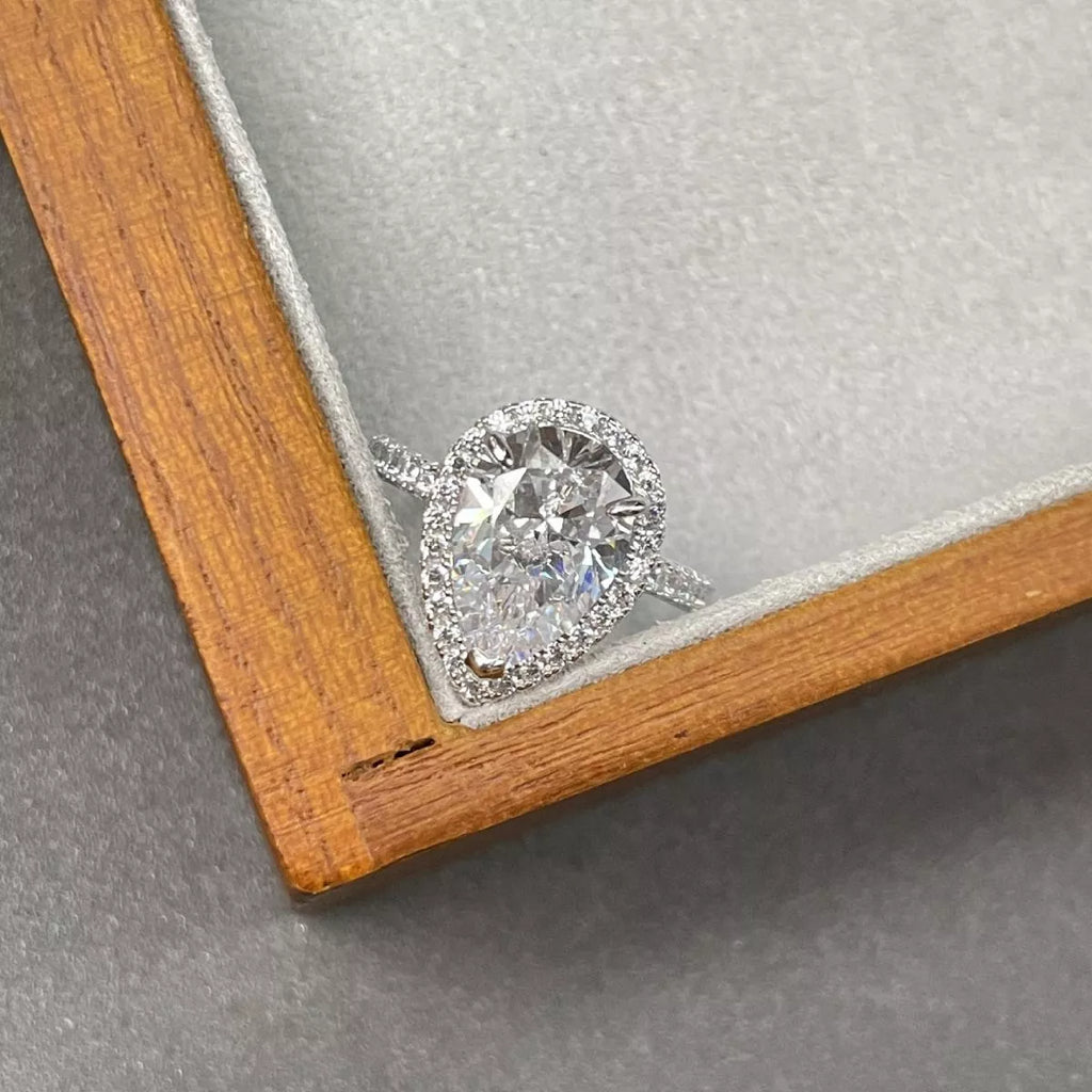 4 Carat 925 Sterling Silver Moissanite Teardrop Ring
