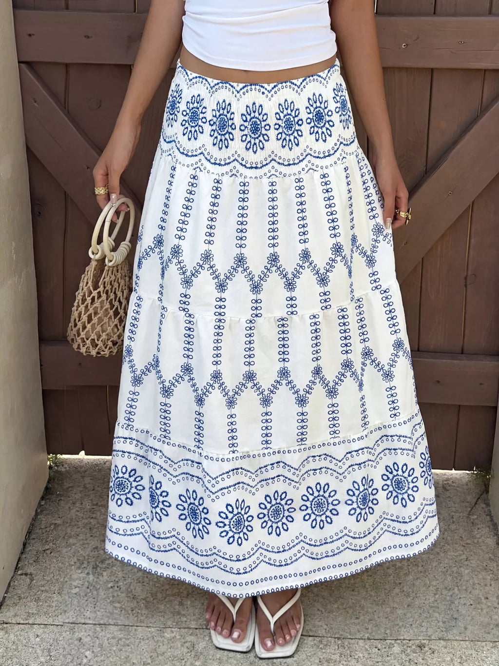Printed Tiered Maxi Skirt