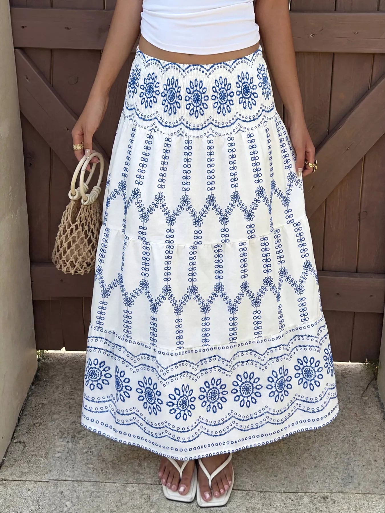 Printed Tiered Maxi Skirt