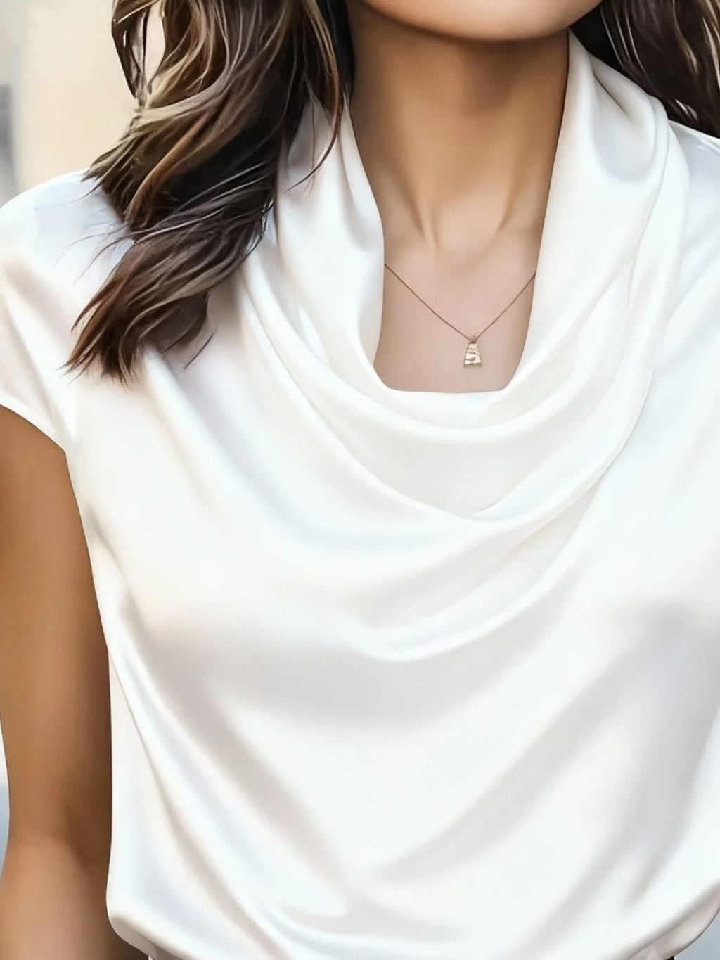 Cowl Neck Satin Blouse