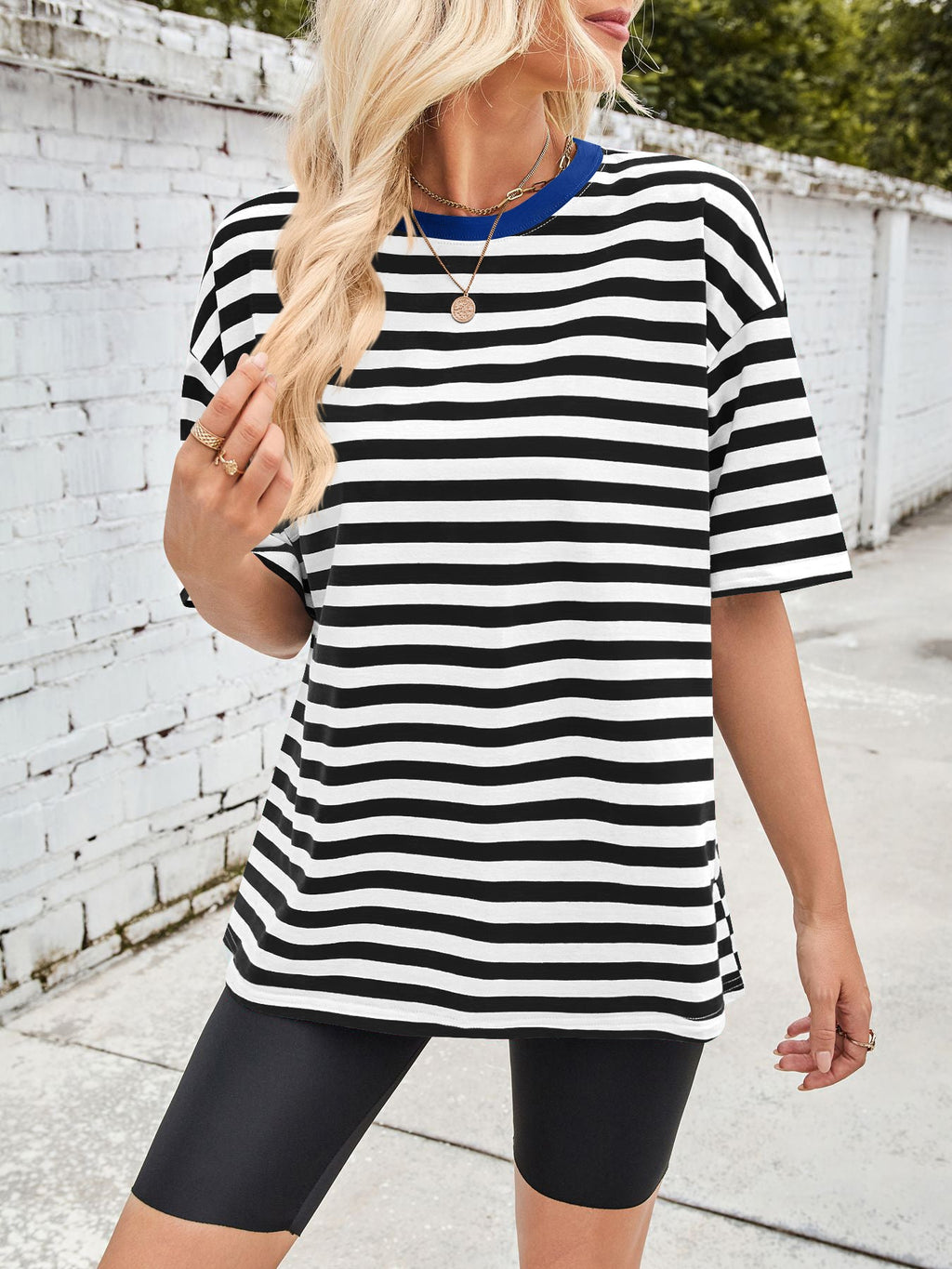 Striped Round Neck Half Sleeve T-Shirt