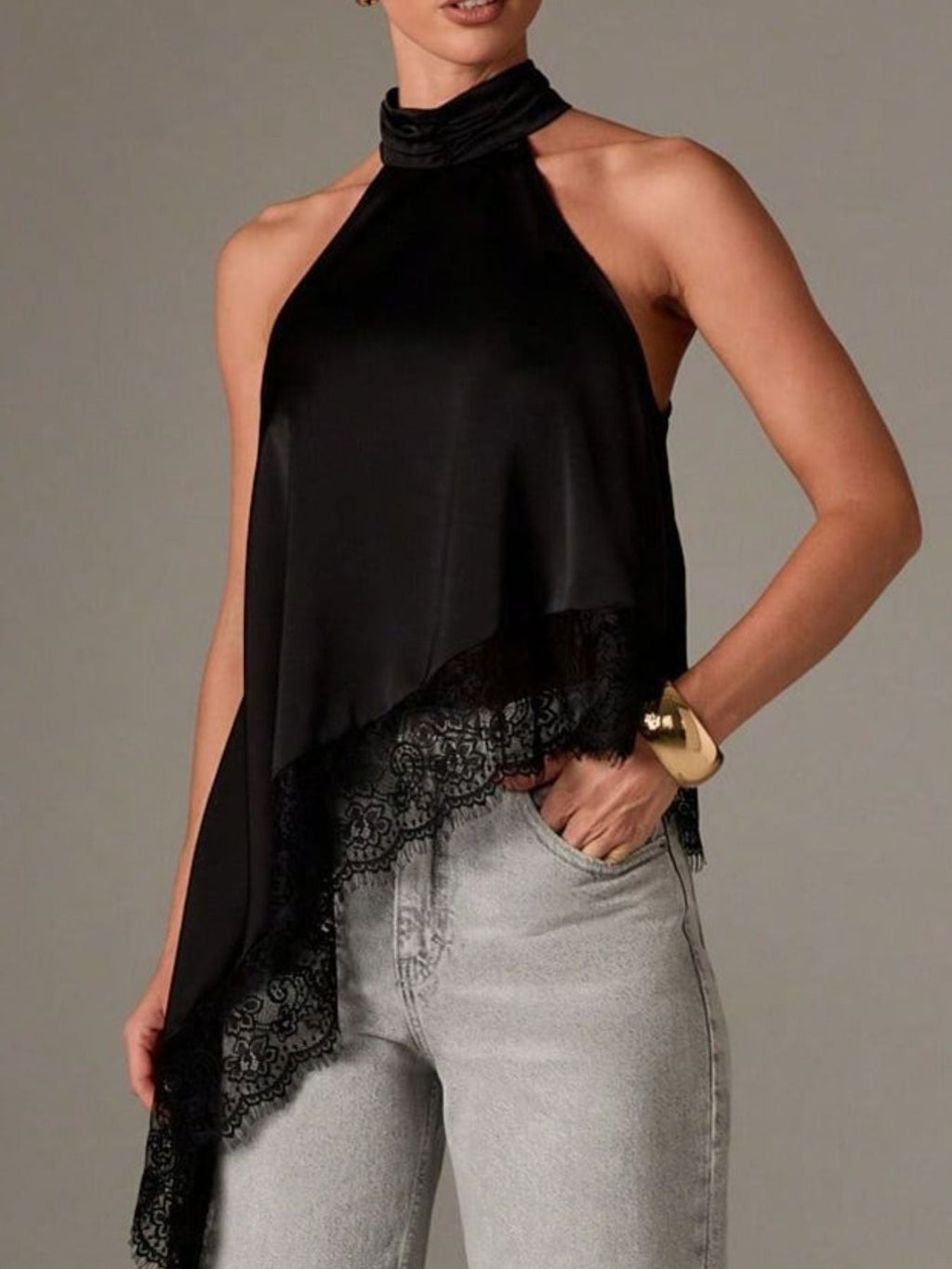 Halter Neck Lace Trim Cami