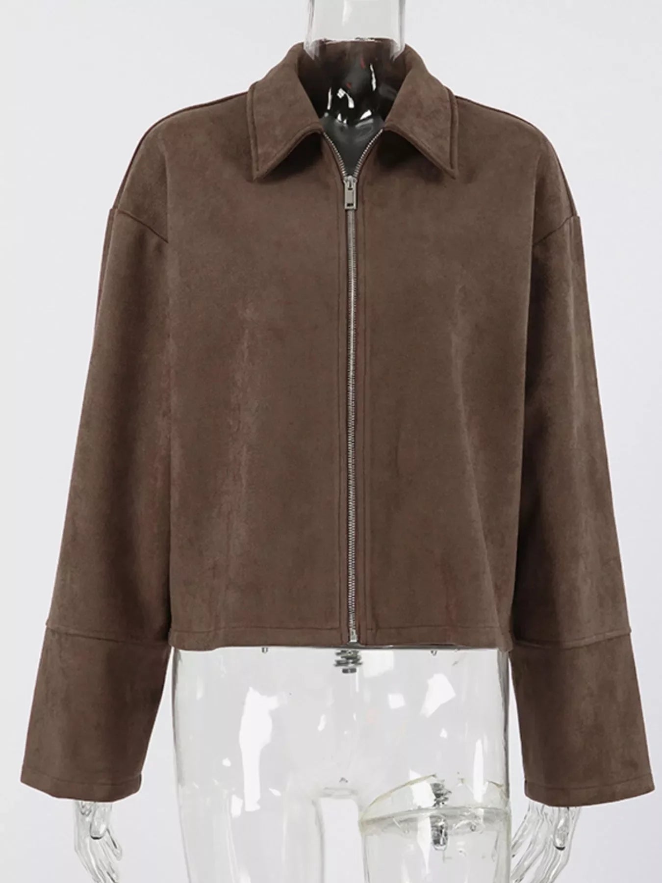 Zip-Up Dropped Shoulder Jacket