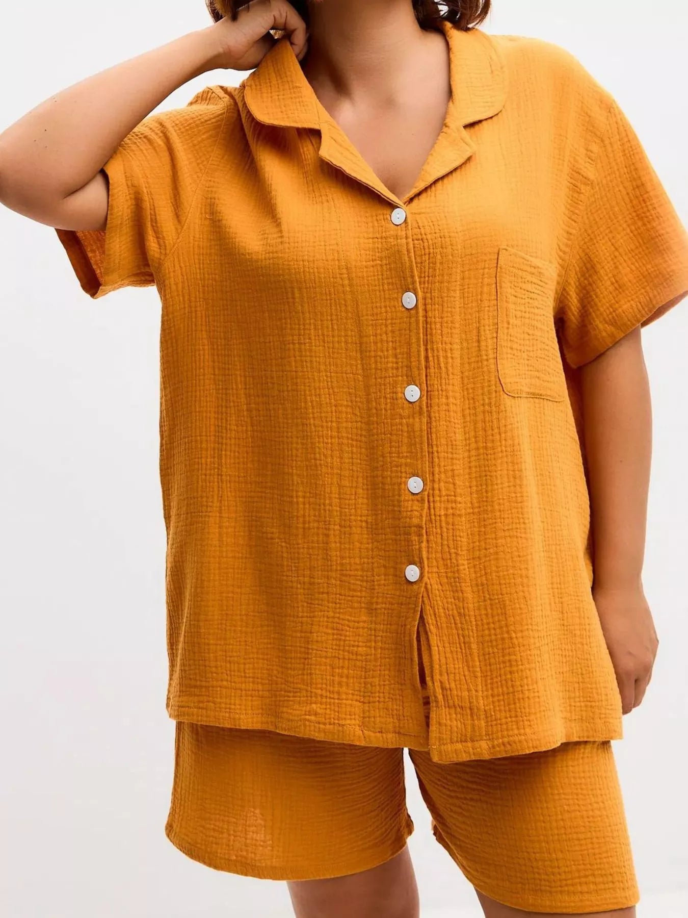 Button Up Short Sleeve Shirt and Shorts Set
