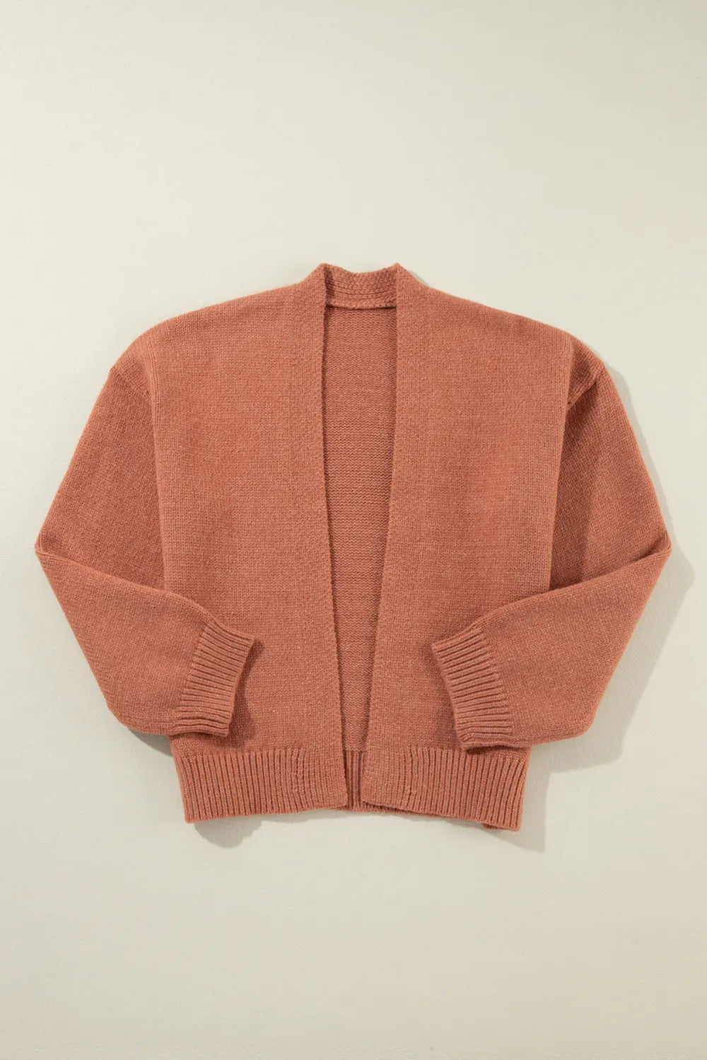 Slit Open Front Dropped Shoulder Cardigan