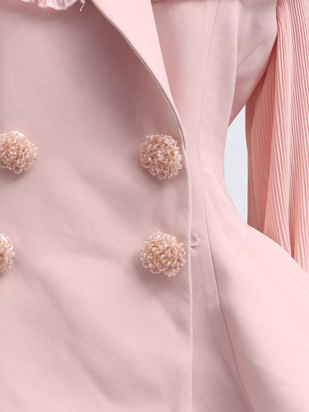 Frill Lapel Collar Top and Pleated Skirt Set