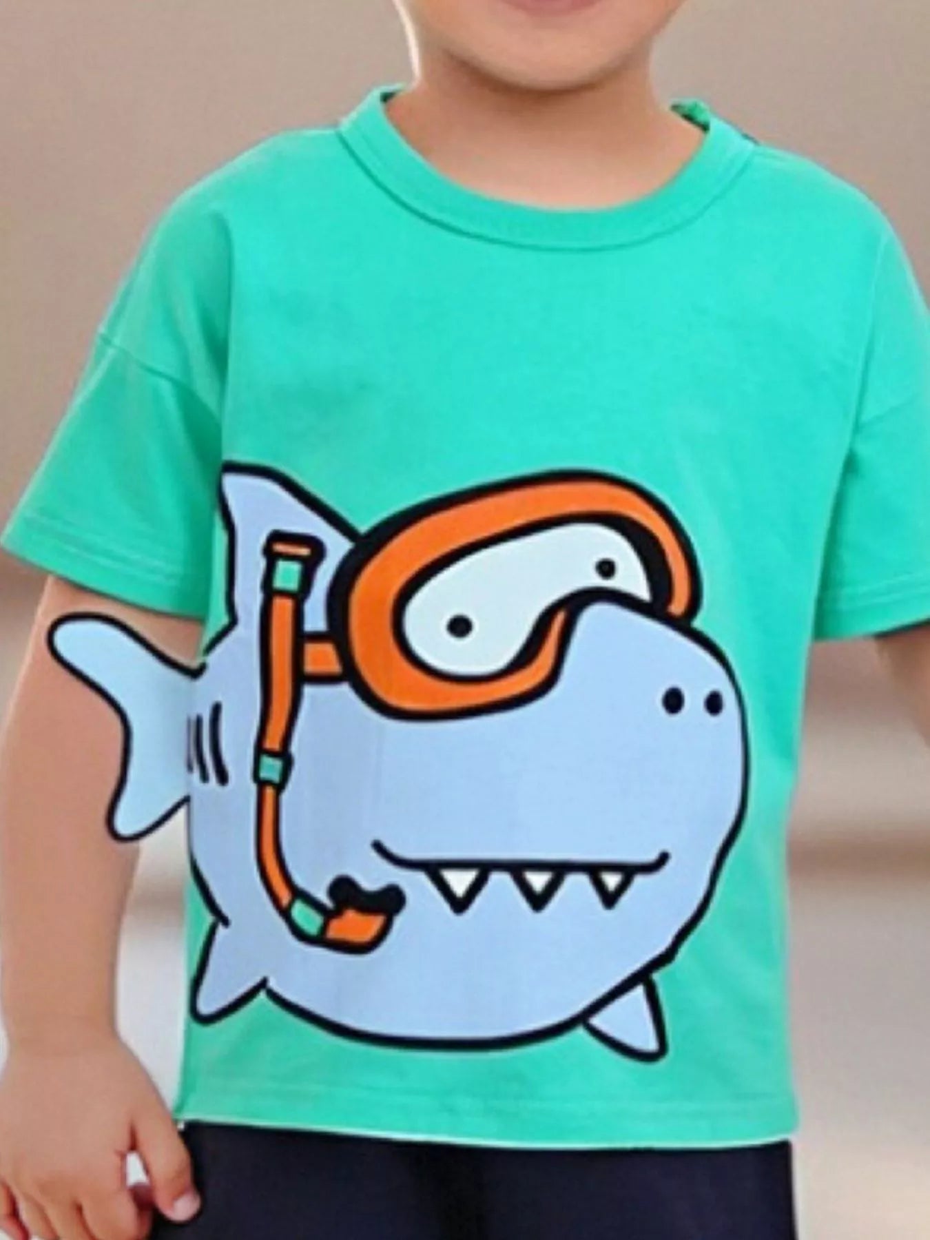 Children's Cartoon Shark Short Sleeve T-Shirt