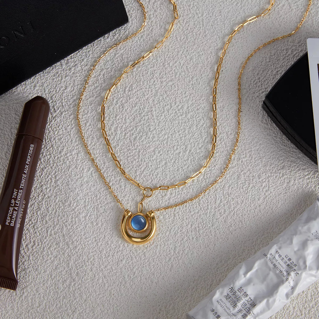 2 Piece 18K Gold-Plated Pendant Necklace