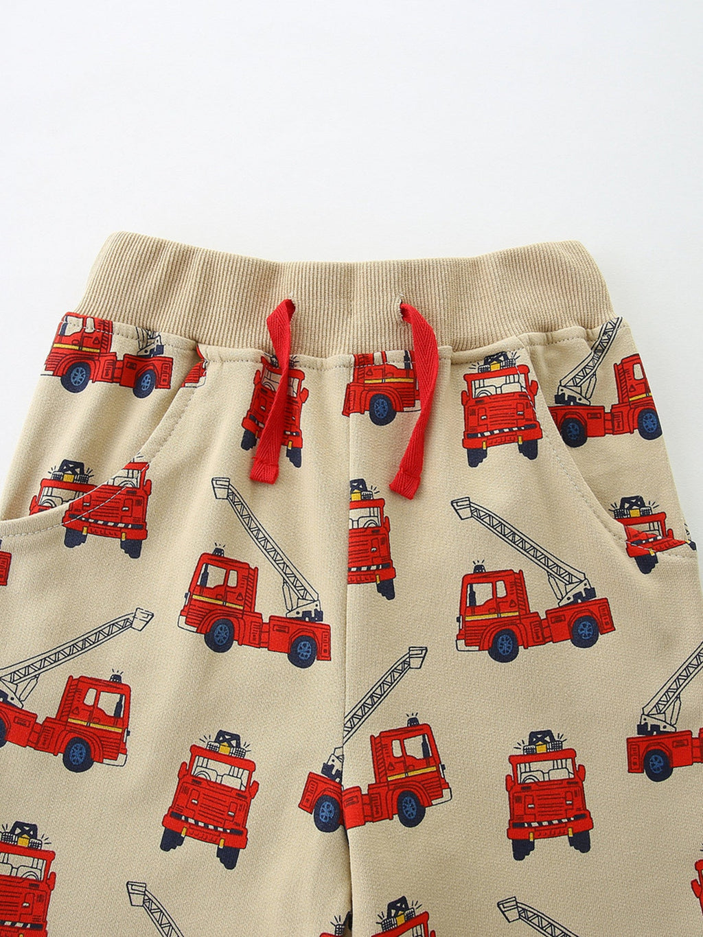 Children's Tractor & Firetruck Print Casual Tee and Shorts Set