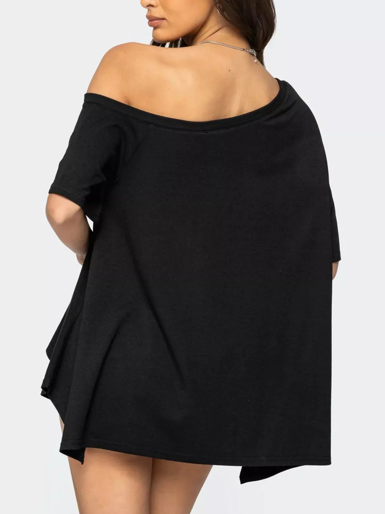 Off-Shoulder Flowy Hem T-Shirt