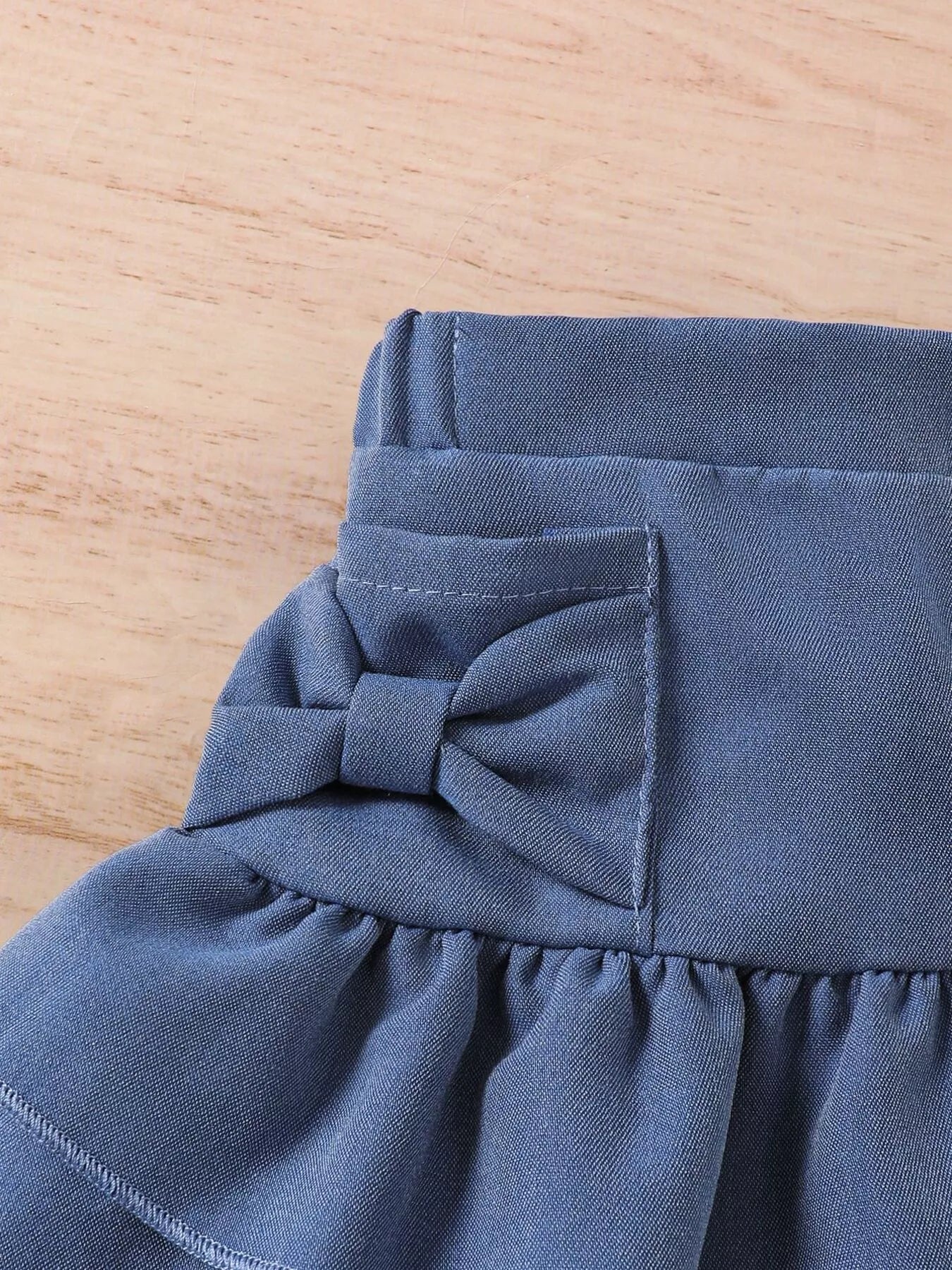 Children's Off-Shoulder Top and Ruffled Denim Skirt Set