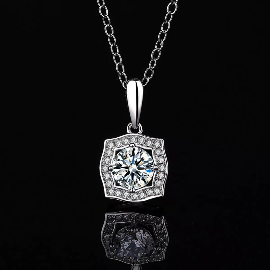 1 Carat Moissanite 925 Sterling Silver Necklace