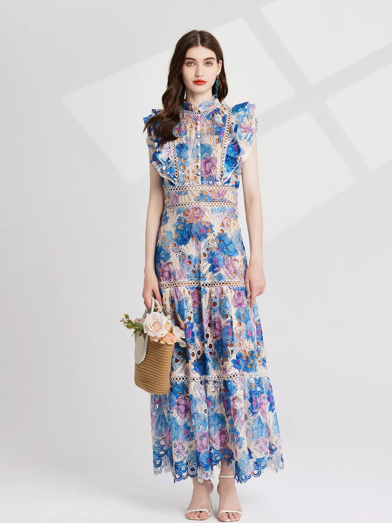 Floral Lace Detail Maxi Dress
