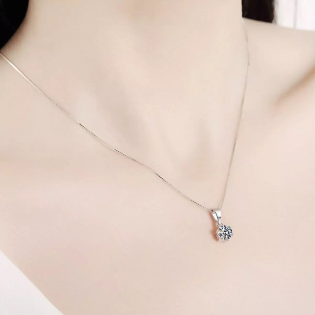 5 Carat Moissanite 925 Sterling Silver Pendant Necklace