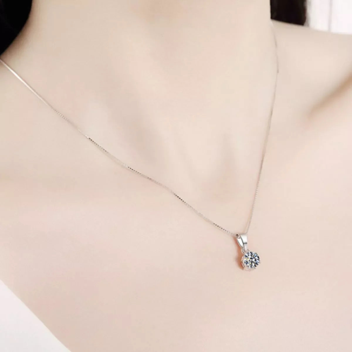5 Carat Moissanite 925 Sterling Silver Pendant Necklace