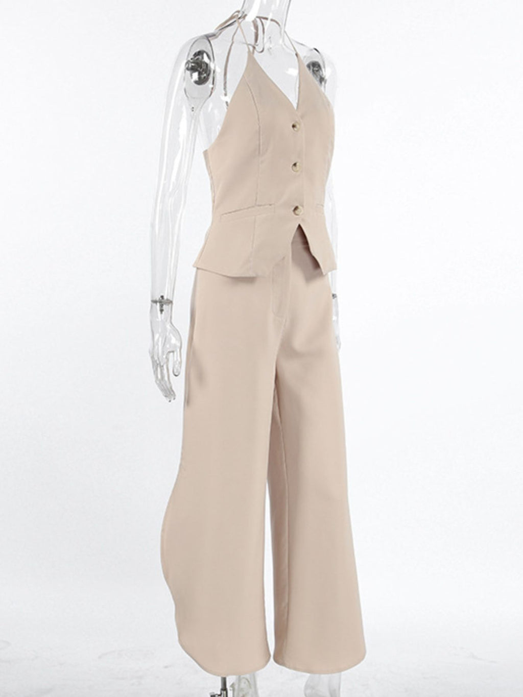 Halter Neck Vest & Wide Leg Pants Set