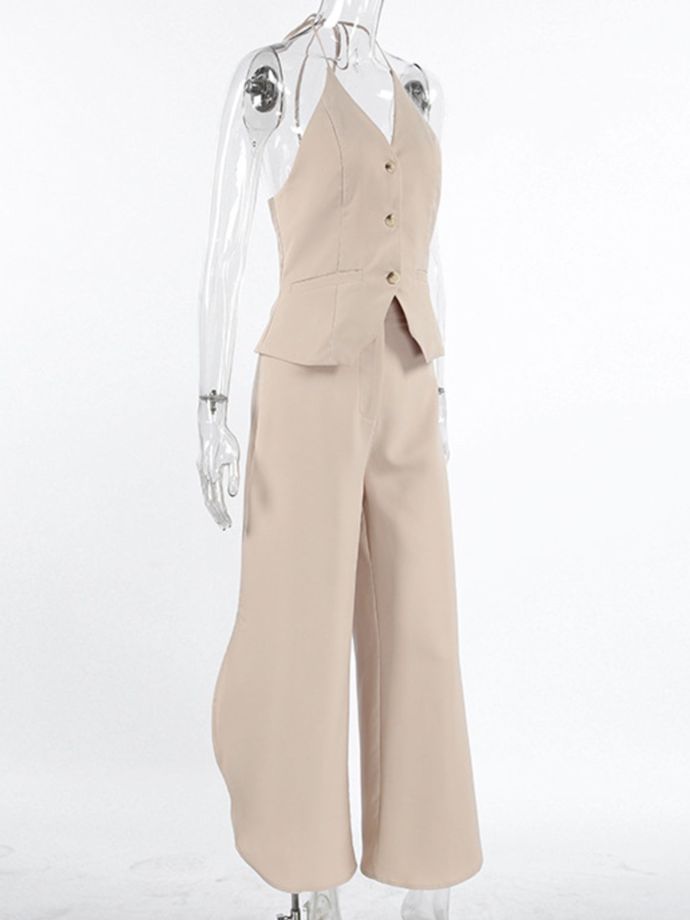 Halter Neck Vest & Wide Leg Pants Set