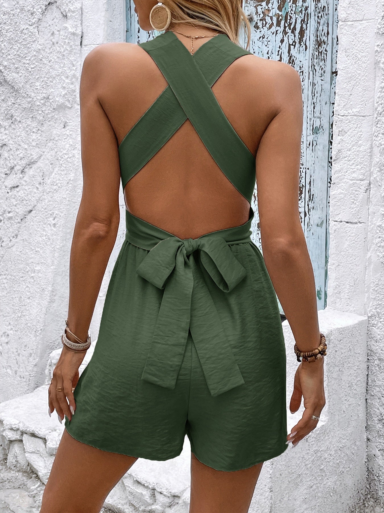 Crisscross Back Sleeveless Romper