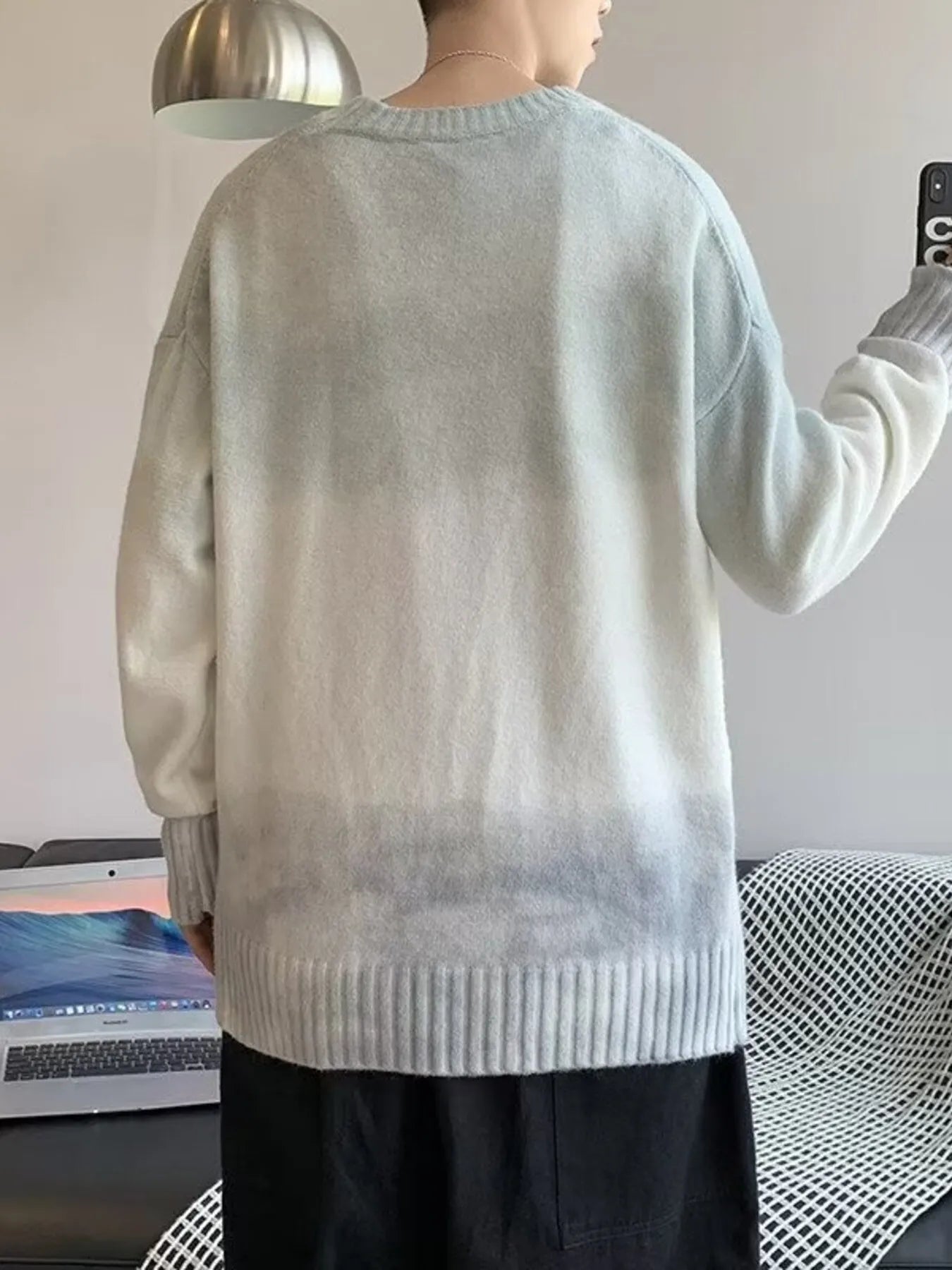 Men's Gradient Long Sleeve Knitted Sweater