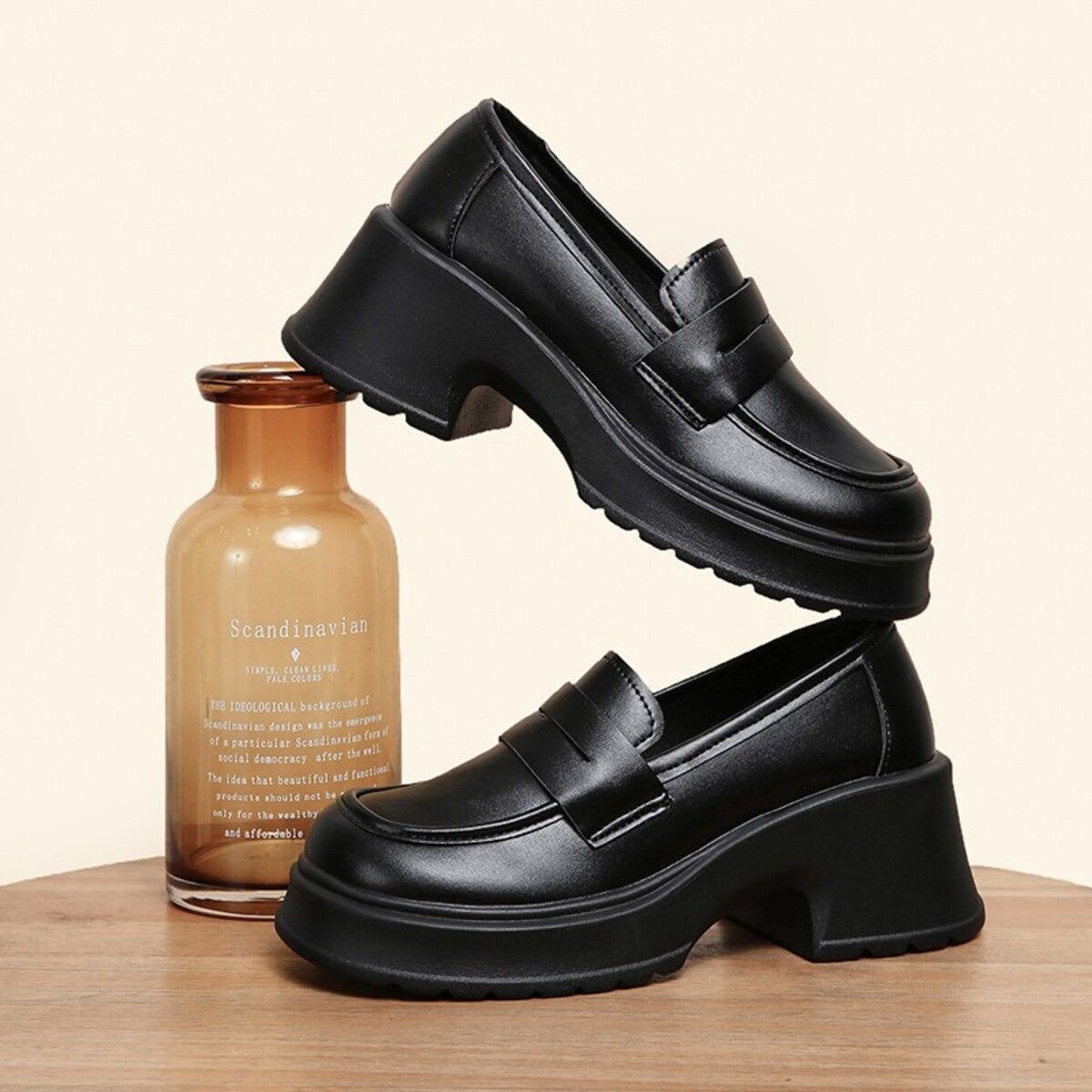 Round Toe Block Heels Loafers