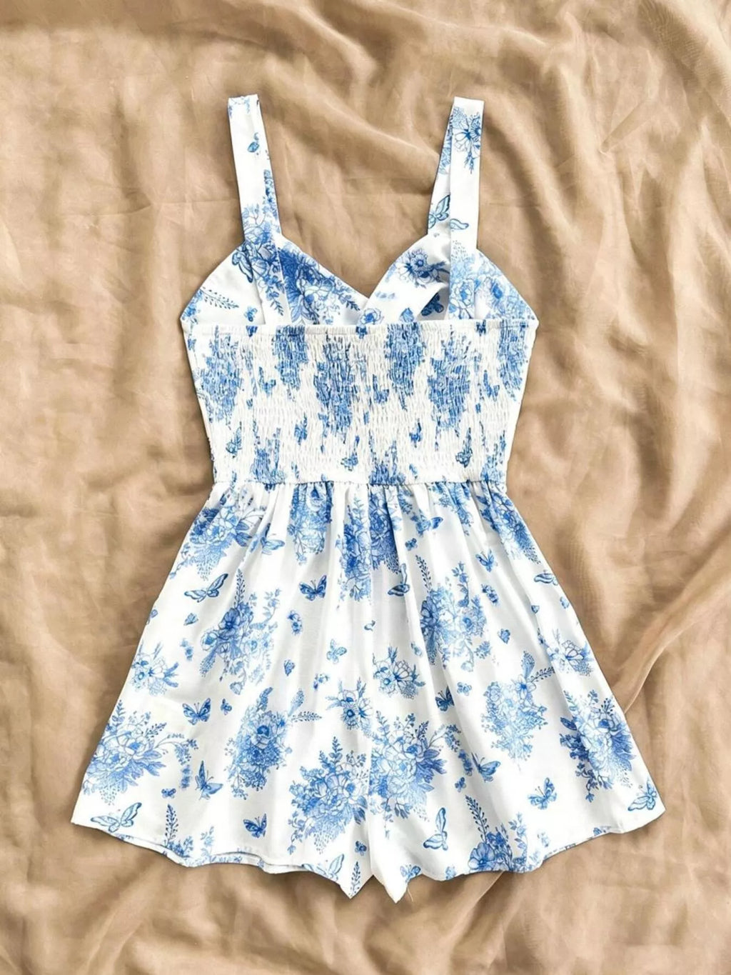Floral Print Twist Front Cutout Romper