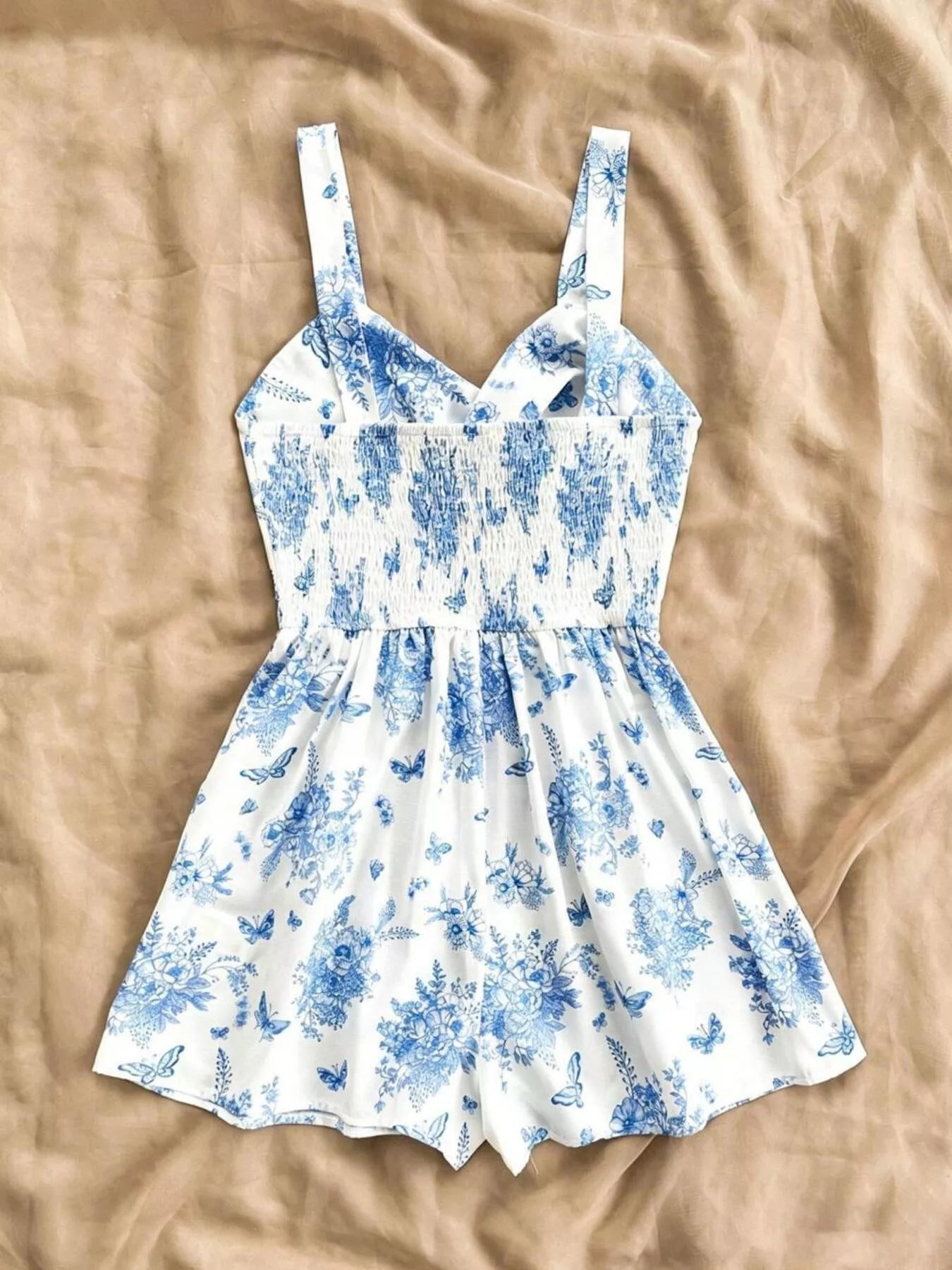 Floral Print Twist Front Cutout Romper