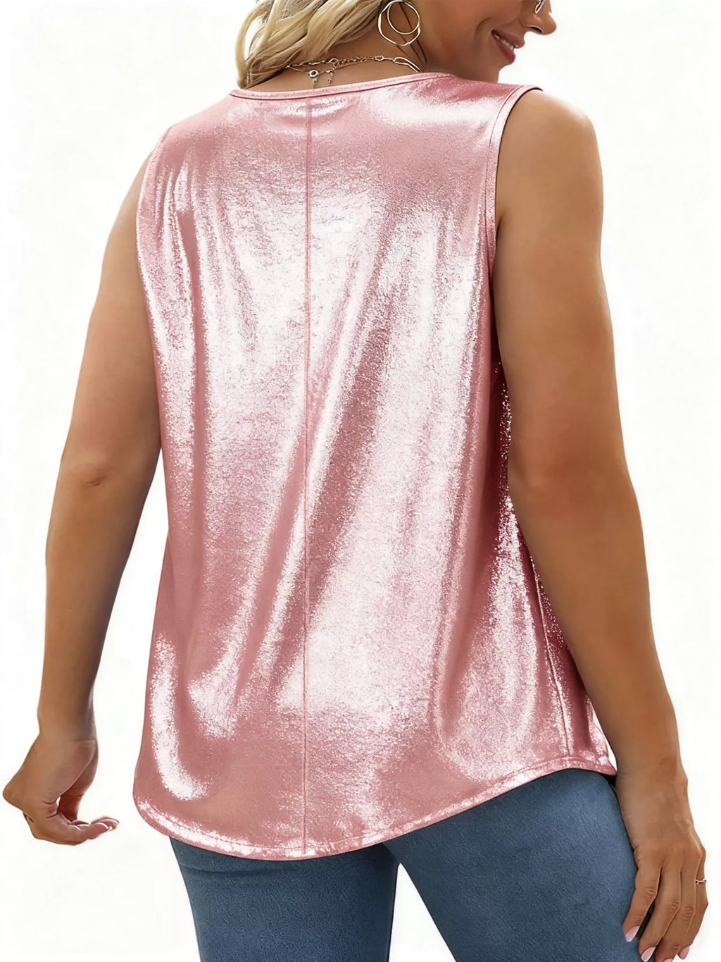 Full Size Pleated Square Neck Tank Plus Size