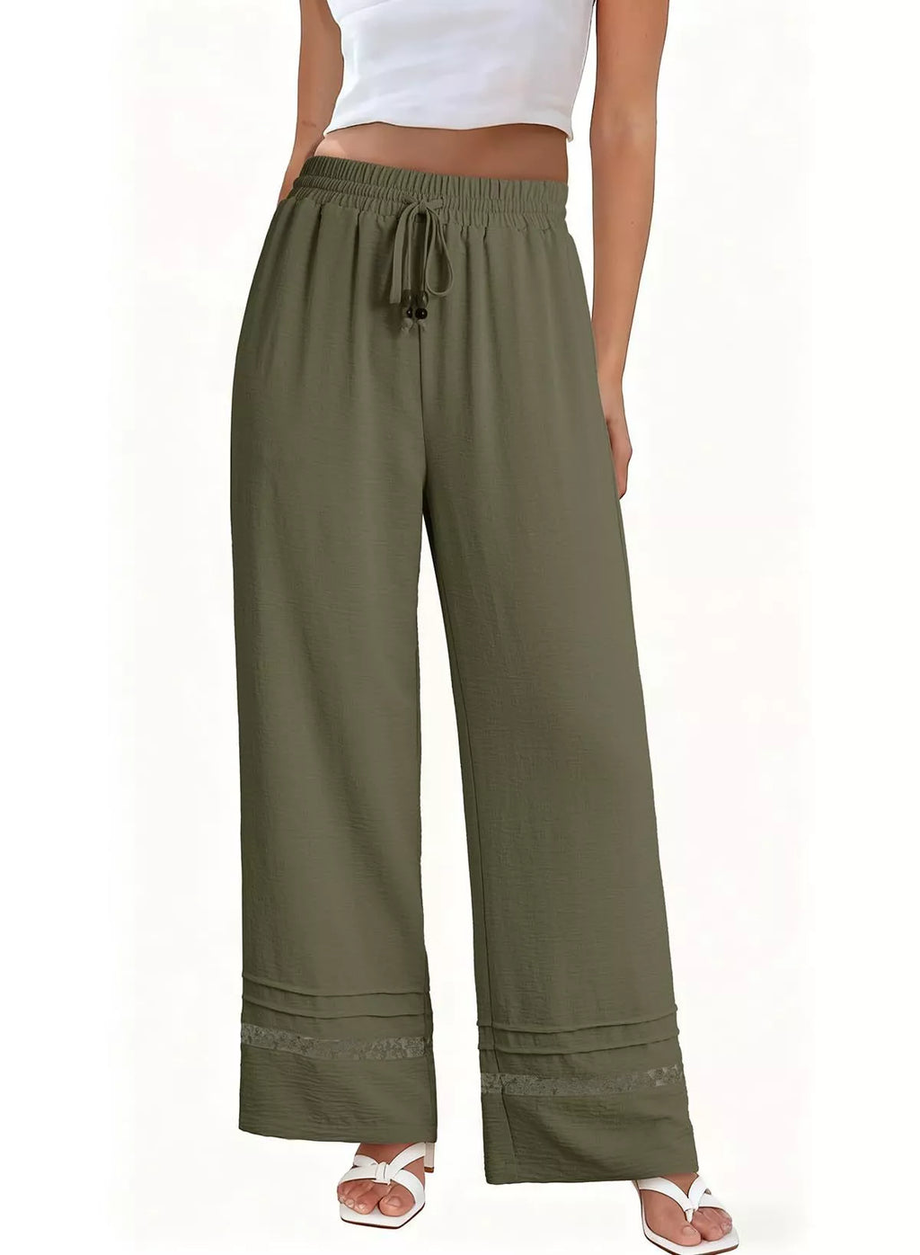 Casual Wide Leg Drawstring Pants