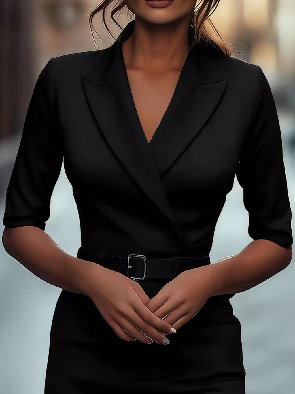 Surplice Half Sleeve Dress
