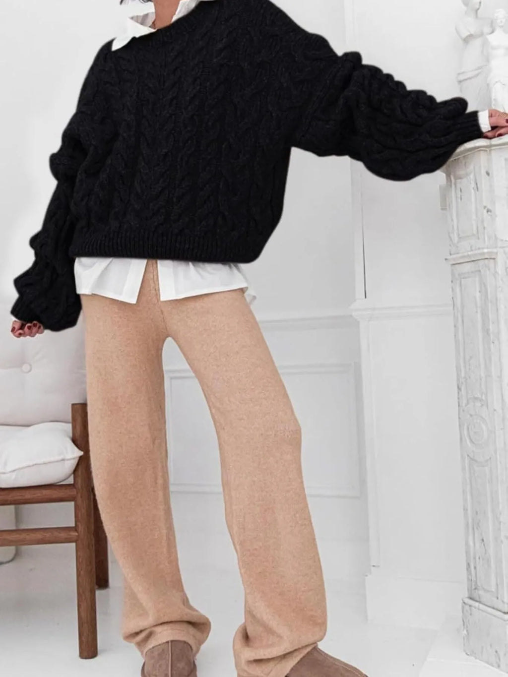 Cable Knit Long Sleeve Sweater