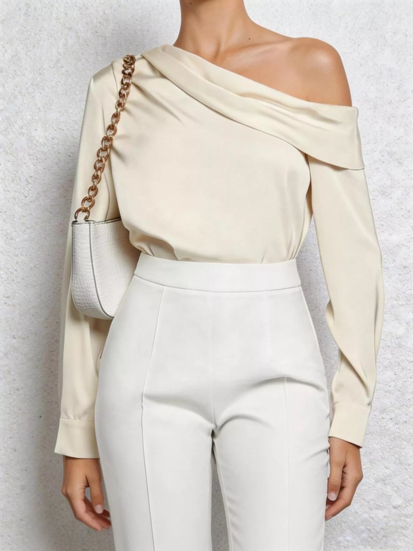 One-Shoulder Long Sleeve Blouse