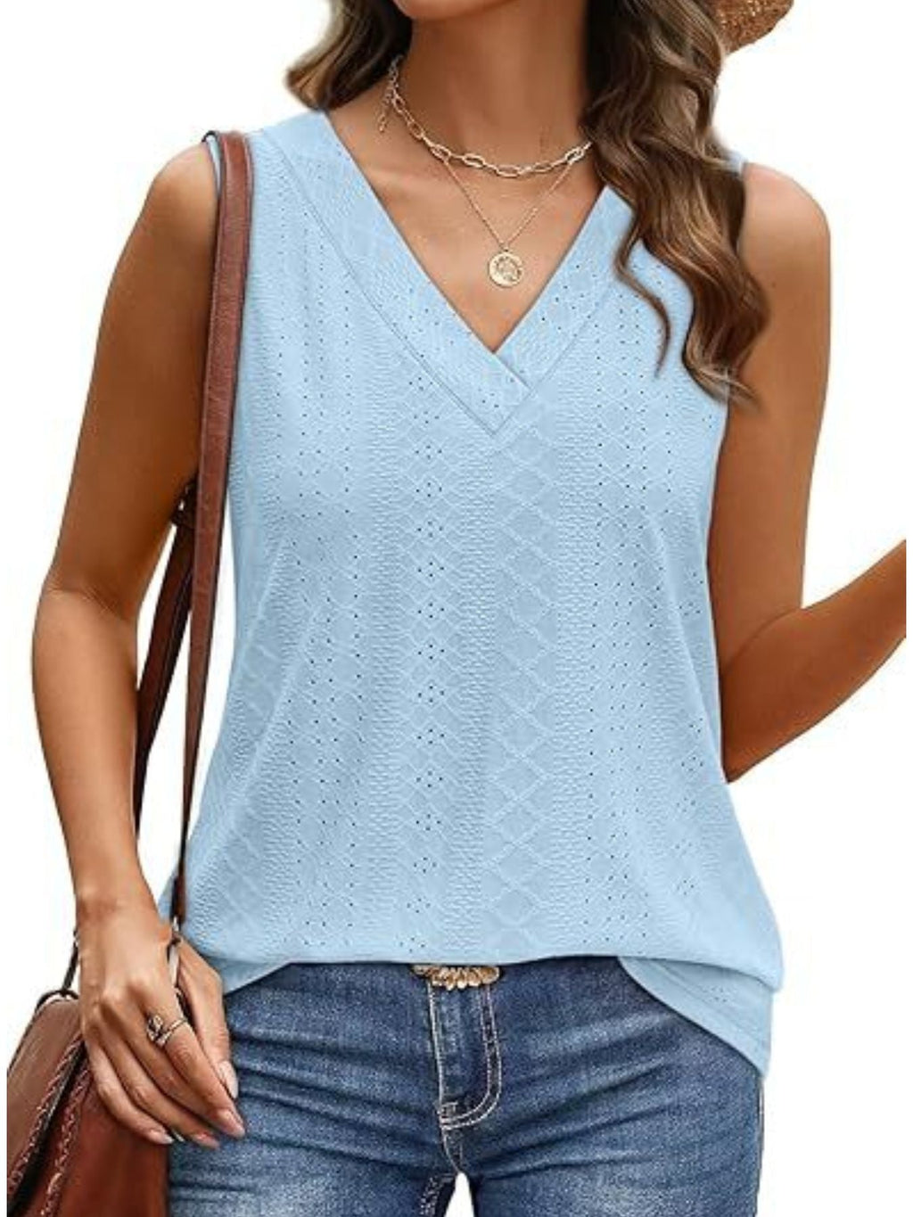 Eyelet V-Neck Tank