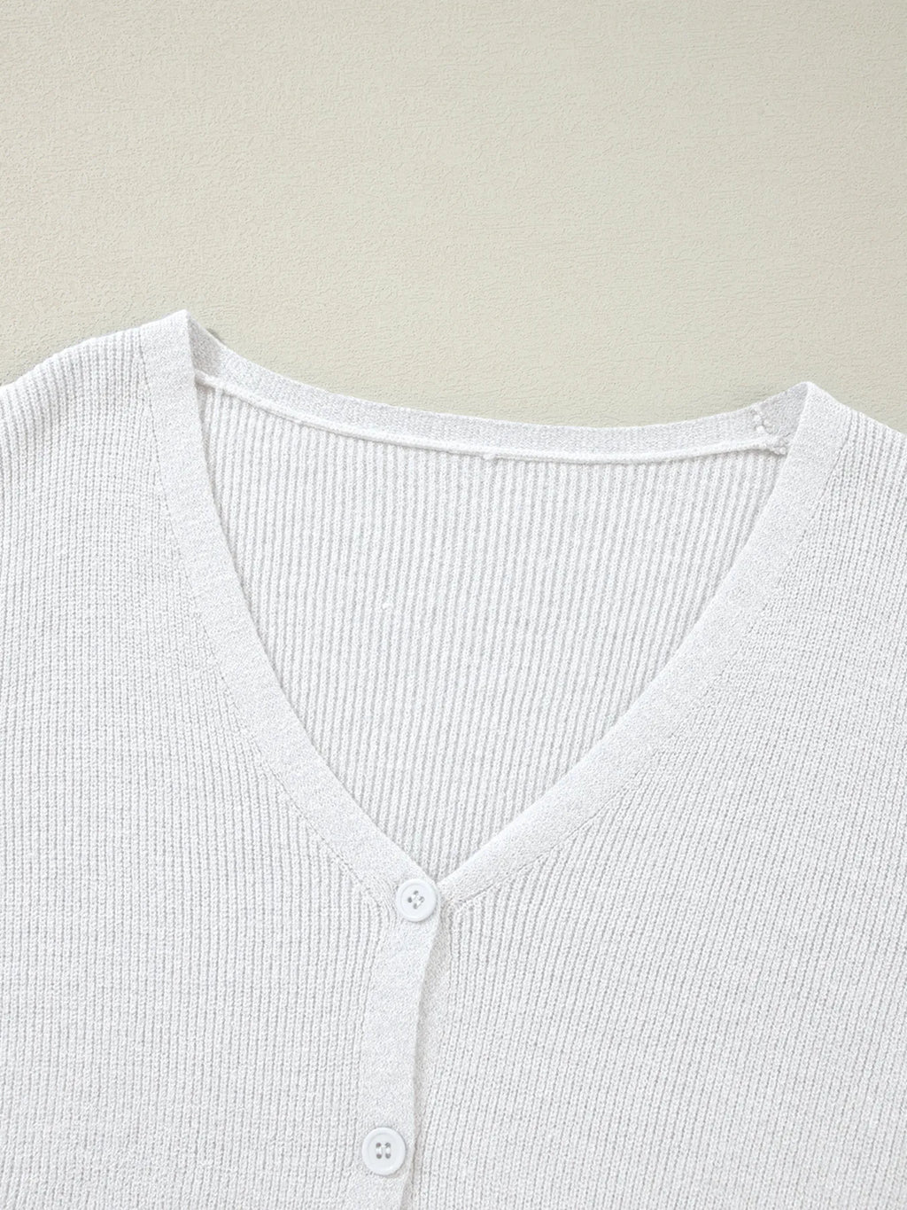 Ribbed Knit Button Front V Neck Cardigan