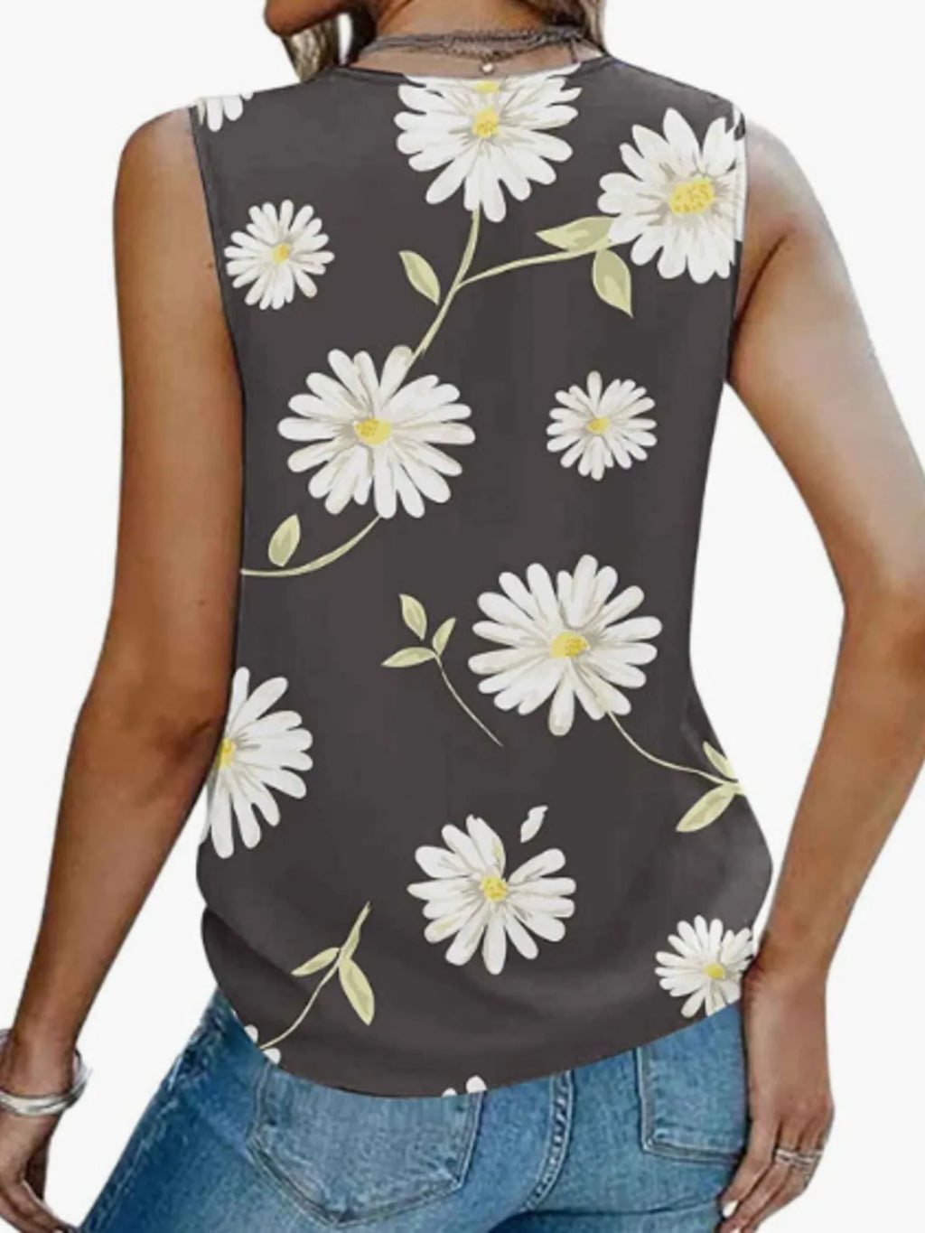 Printed V-Neck Tank